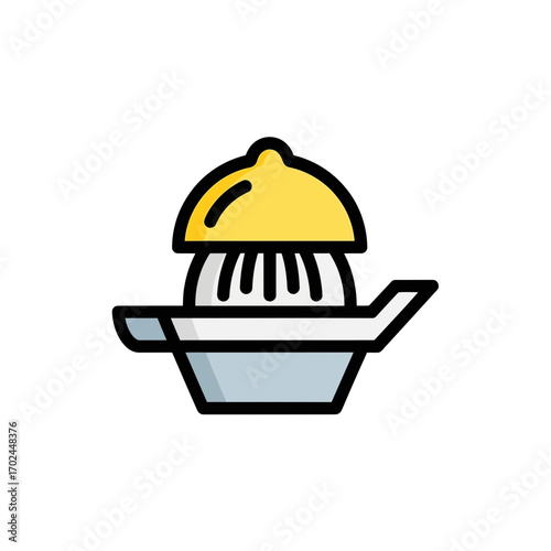 Lemon half extracts juice using tool graphic illustration