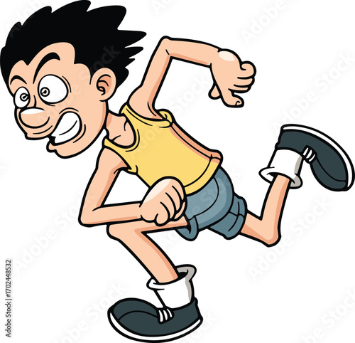 Cartoon, running, character, vector, illustration, athlete, sprint, motion, energy, dynamic, sports, expressive, action, workout, fitness, animated, track, speed, race, excitement
