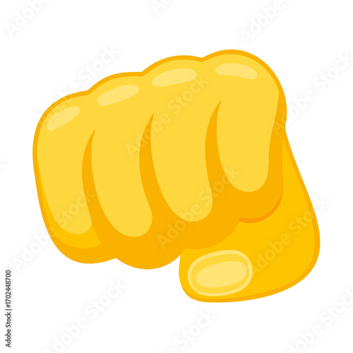 A clenched yellow fist. A gesture of power and determination. transparent background