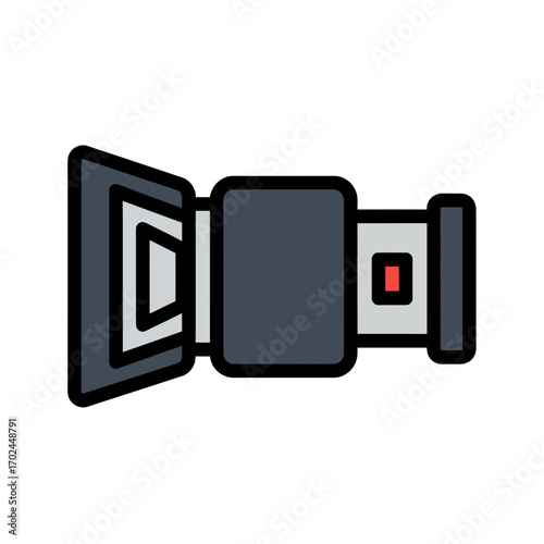 Seatbelt icon displays safety features on white background