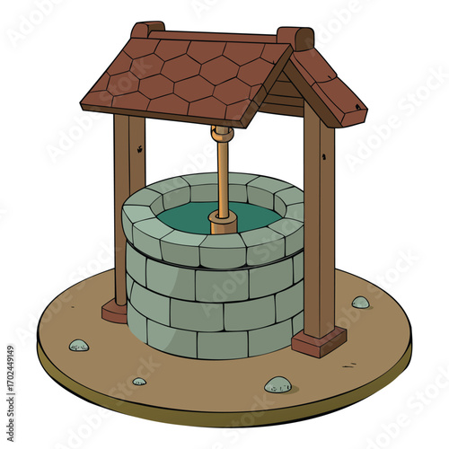 Old Stone Well Illustration