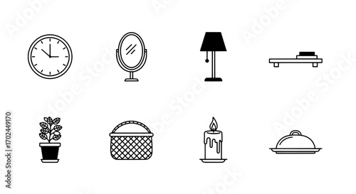 Collection of Essential Home Furnishings Icons A Minimalist Design
