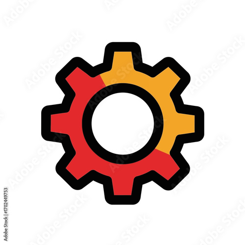 Cogwheel illustration rotates showing machinery within isolated scene detail color