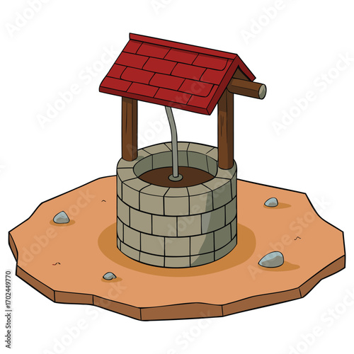 Old Stone Well Illustration