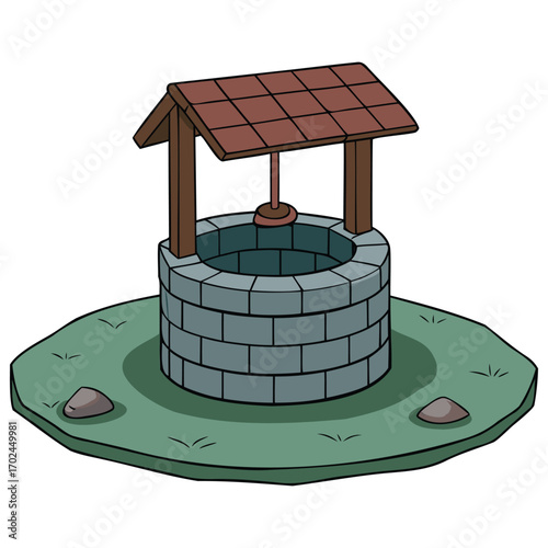 Old Stone Well Illustration