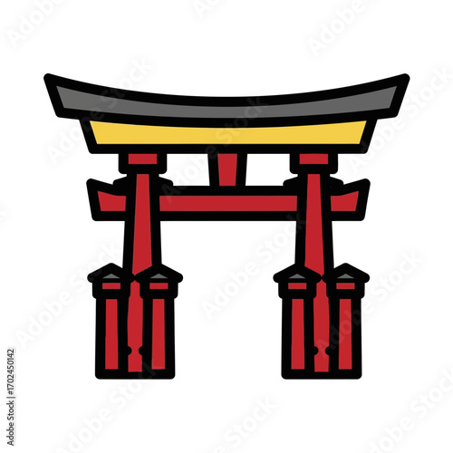 Red torii stands isolated iconically marking entrance beautifully