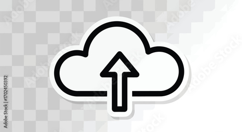 Vector illustration of cloud upload icon with an upward arrow