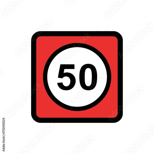 Speed limit sign displays numerical value zone regulation details