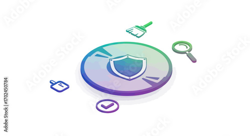 Secure Data Disk with Cleaning and Verification Icons.