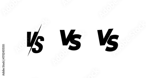 Bold versus symbol design with diagonal slash for competitive themes