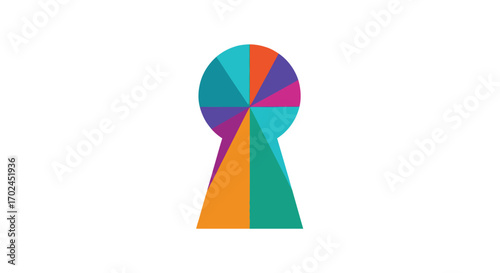 Colorful Geometric Keyhole Design with Segmented Circle Top.