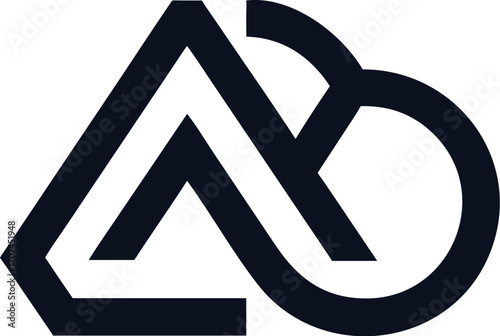 Dark Blue Abstract Geometric Logo with Intersecting Lines and Curves style vector illustration EPS file download	