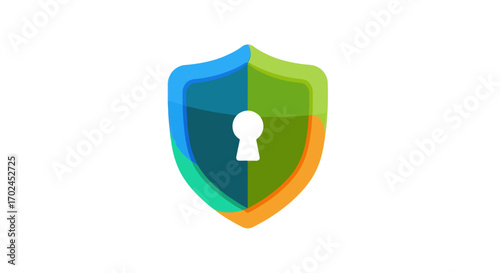 Colorful Shield Icon with Keyhole Symbol.