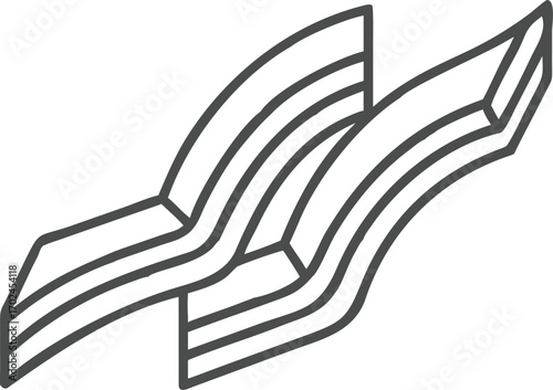 Two Intersecting Curved Lines with Multiple Stripes in Outline  parallel abstract style vector illustration EPS file download	