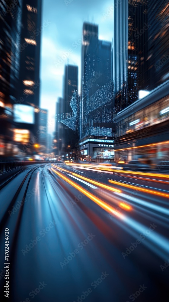 Fototapeta premium Urban Nightscape with Light Trails