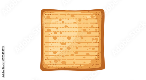 A single square matzah cracker with a textured surface and perforated lines.