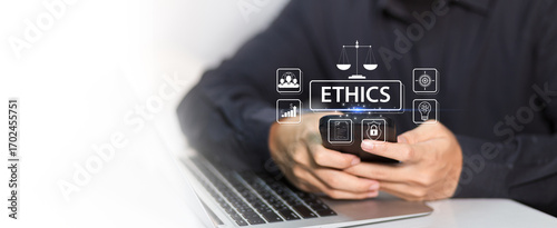 Obraz na płótnie Ethic and morality guide business principles, fostering integrity, responsibilit