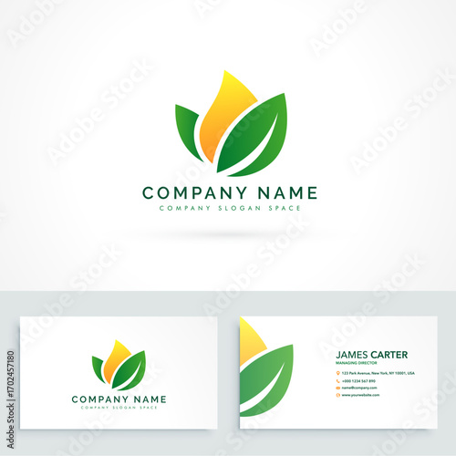 organic biofuel logo with visiting card