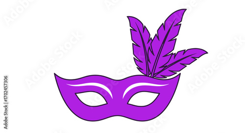 Elegant Purple Masquerade Mask with Feathers for Carnival Celebrations.