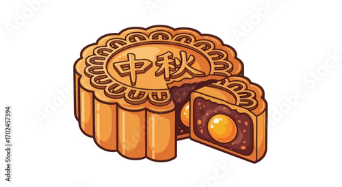 Delicious Mooncake with Egg Yolk Mid-Autumn Festival Treat.
