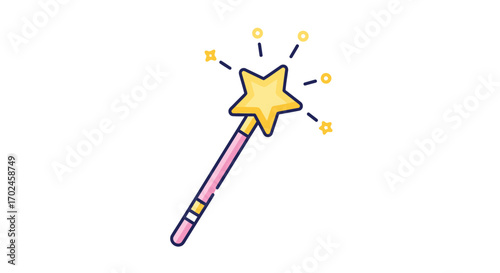 Whimsical Star-Topped Magic Wand with Sparkles.