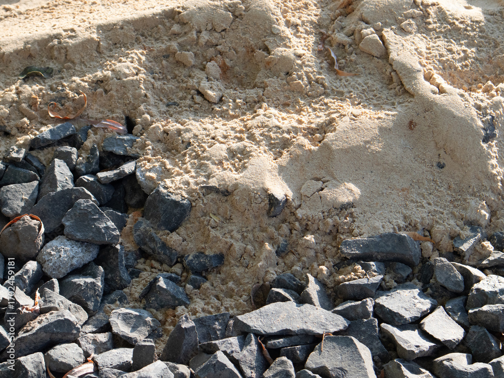 Fototapeta premium Construction Materials Used in Landscaping Project at Site