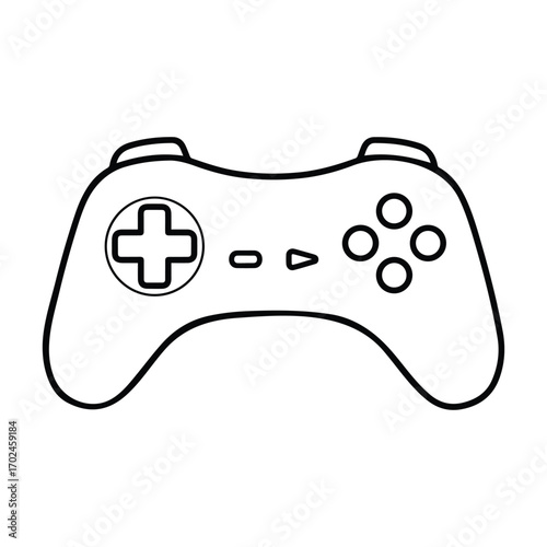 Game controller outline icon vector illustration. Ideal for gaming, technology, and entertainment themes.