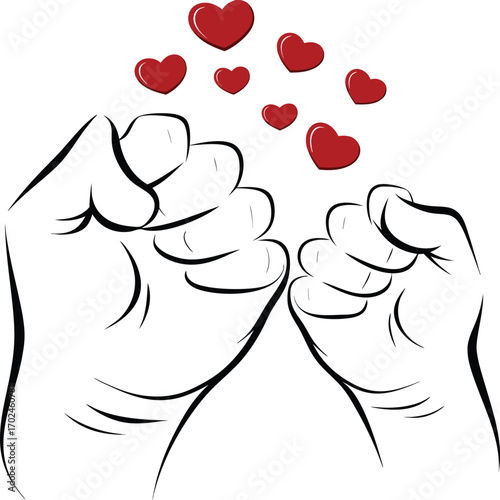 Clean vector illustration of two fists bumping in solidarity and agreement
