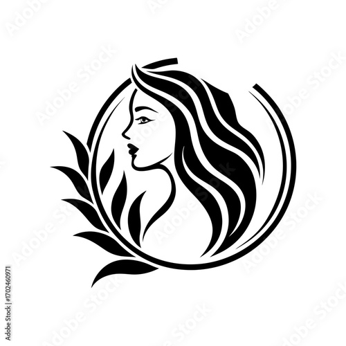 a luxurious golden beauty logo featuring a woman