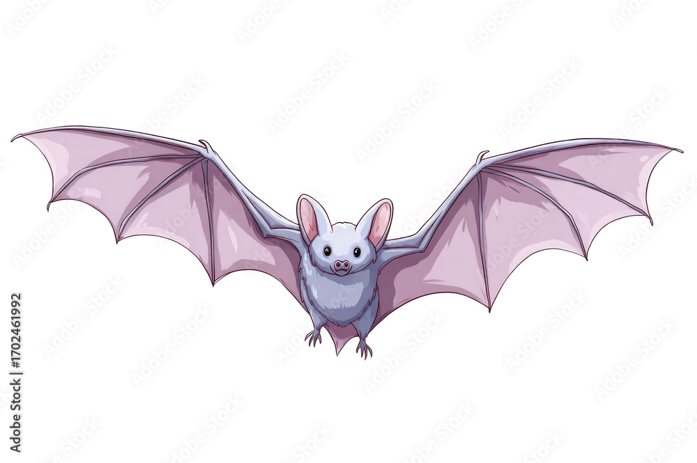 Obraz premium Colorful bat with outstretched wings flying in a clear background