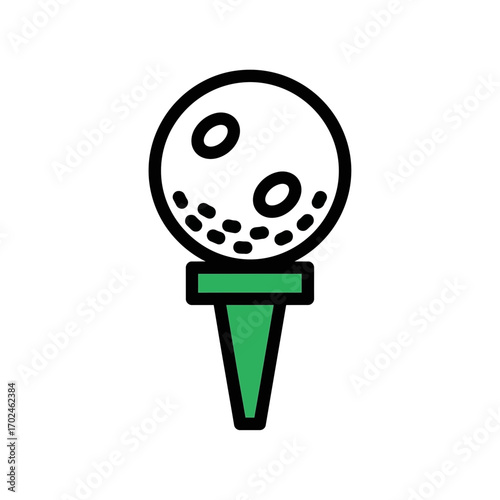 Golfball resting poised tee minimalist isolated field