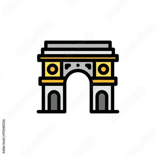 Archway landmark stands stylized isolated iconic illustration