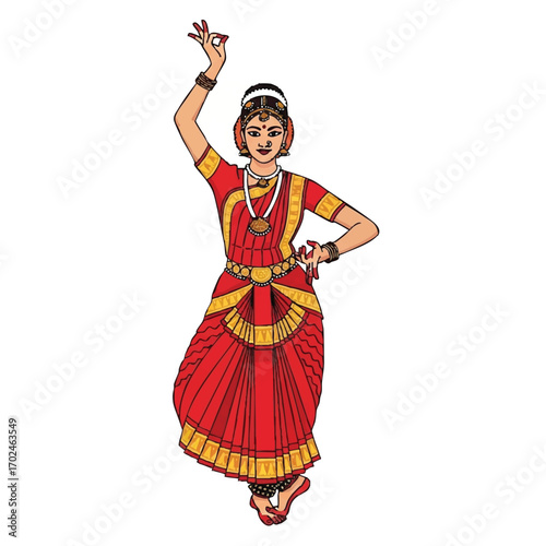 traditional bharatanatyam dancer in graceful pose