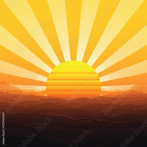 radiant sunrise abstract landscape warm golden light