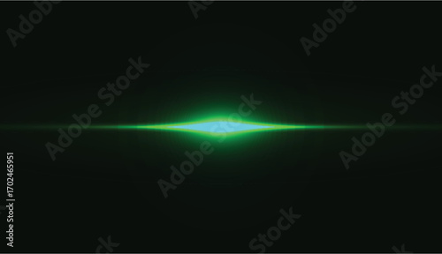 Light blue bright lines, green neon lighting in blue colors. bright light lens. beam sparks on a black background. vector green light effect illustration design.