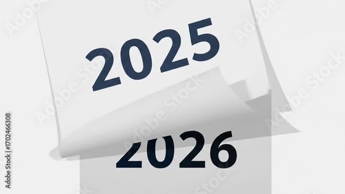 Turning Calendar Page from 2025 to 2026 New Year Concept