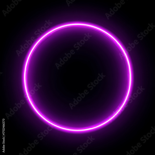 Glowing neon purple circle frame with a minimalist dark background for technology or design projects.