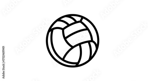 Simple Black and White Volleyball Illustration.