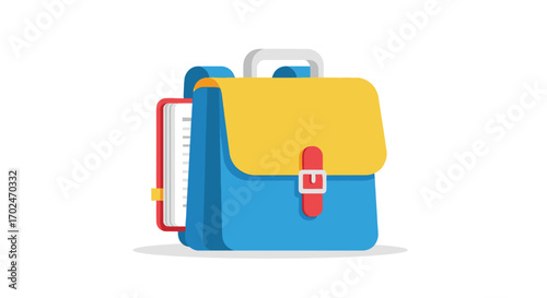 Colorful School Backpack with Stationery Items.