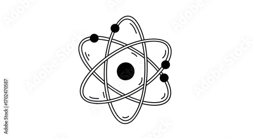 Stylized Atomic Structure Illustration with Nucleus and Orbiting Electrons.