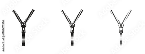 Zip icon, outline sign, linear symbols