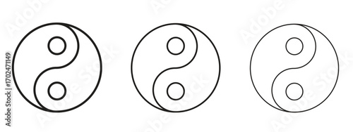 Yin yang icon, outline sign, linear symbols