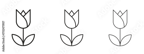 Tulip icon, outline sign, linear symbols