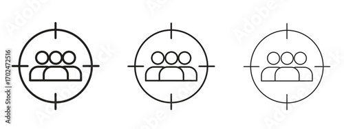 Target audience icon, outline sign, linear symbols