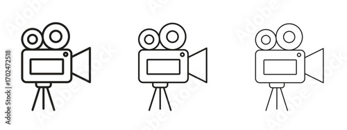 TV camera icon, outline sign, linear symbols