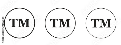 TM trademark icon, outline sign, linear symbols