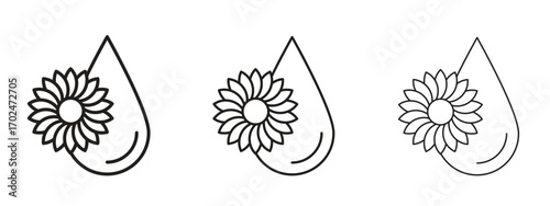 Sunflower oil icon, outline sign, linear symbols
