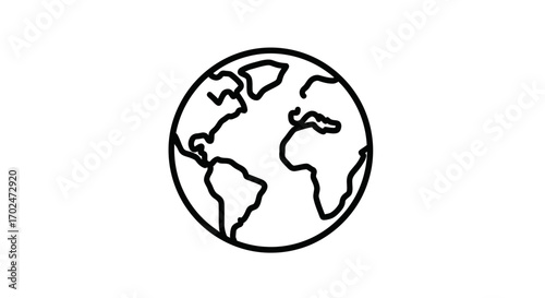 Minimalist Line Art Illustration of the Earth Globe.