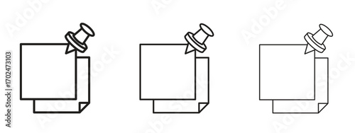 Sticky notes icon, outline sign, linear symbols
