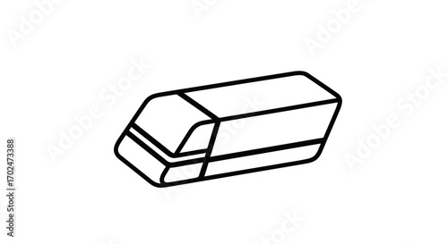 A simple black and white line art icon of a rectangular rubber eraser with a beveled edge.